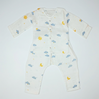 Baby Night Suit Jabla & Pants / Pyjama Set - 100% Organic Muslin Cotton - Sun and Cloud