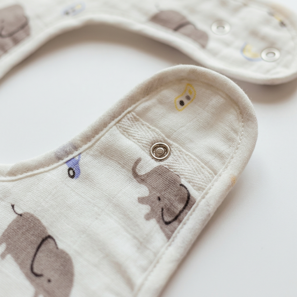 100% Organic Muslin Baby Bib - Elephant