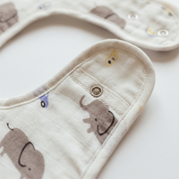 100% Organic Muslin Baby Bib - Elephant