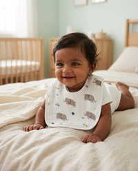 100% Organic Muslin Baby Bib - Elephant