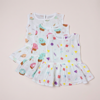 100% Organic Muslin Cotton Frock For Baby Girl | 3-6 Months | Combo Pack of 3