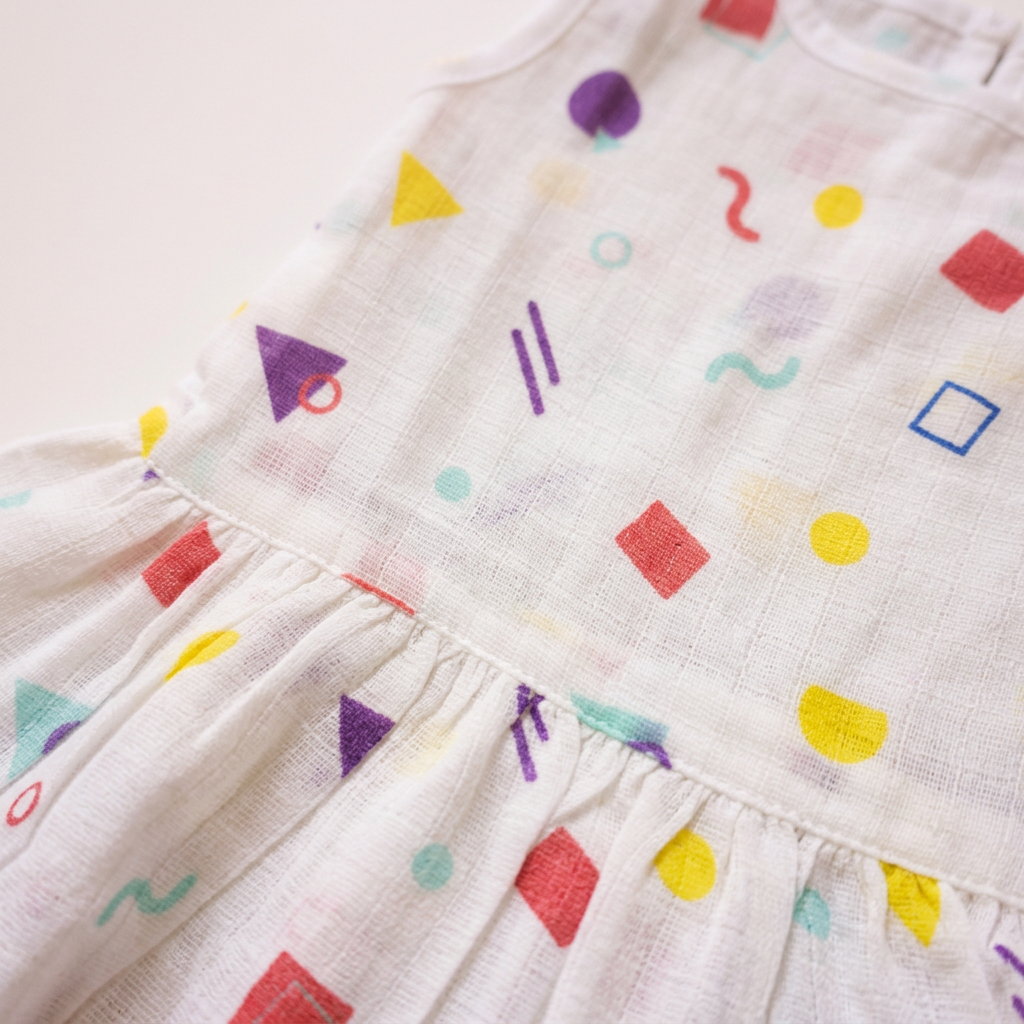 100% Organic Muslin Cotton Frock For Baby Girl | 3-6 Months | Combo Pack of 3
