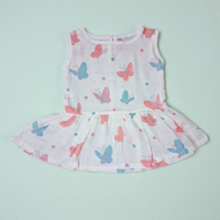 100% Organic Muslin Cotton Frock For Baby Girl | Butterfly | 6-12 months