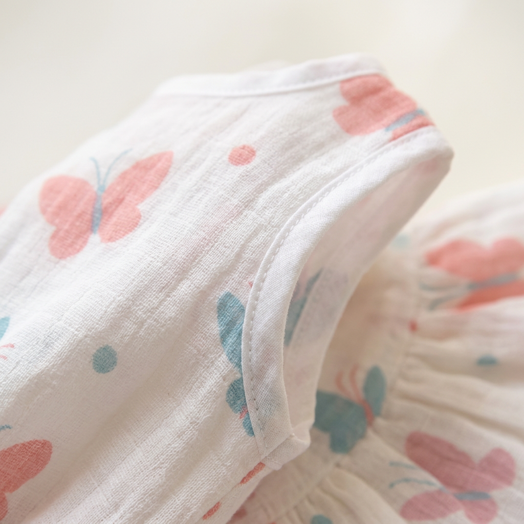 100% Organic Muslin Cotton Frock For Baby Girl | Butterfly | 6-12 months
