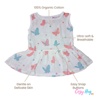 100% Organic Muslin Cotton Frock For Baby Girl | Butterfly | 6-12 months