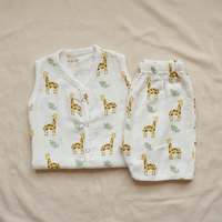 Jabla Co Ord Set - Jabla Shorts - 100% Organic Muslin Cotton - Giraffe
