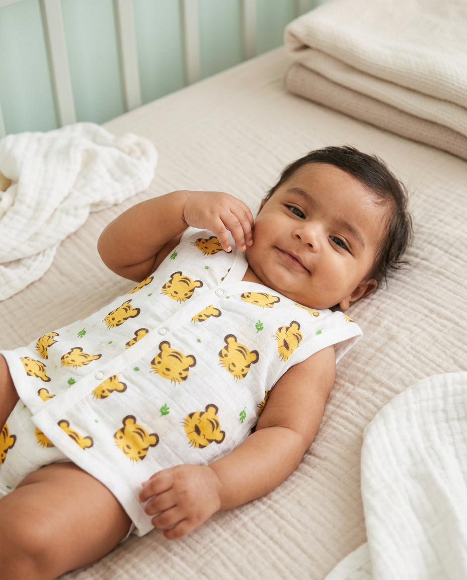 Jabla Sleeveless Button - Organic Cotton Muslin | For Boys & Girls