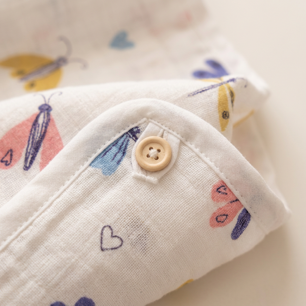 Muslin Hooded Towel - 100% Organic Cotton - Rainbow and Butterflies