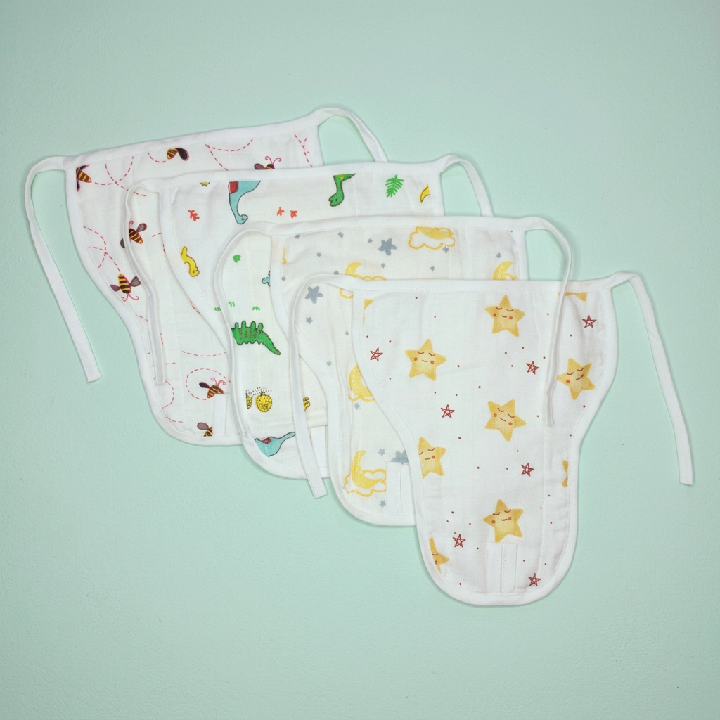 Muslin Nappy- 100% Organic Cotton - Assorted (Pack Of 4)