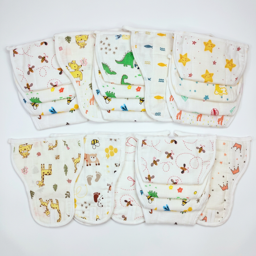 Muslin Nappy- 100% Organic Cotton - Assorted (Pack Of 8)