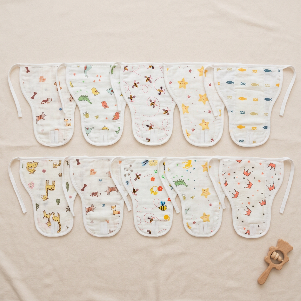 Muslin Nappy- 100% Organic Cotton - Assorted (Pack Of 8)