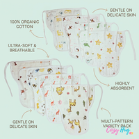 Muslin Nappy- 100% Organic Cotton - Assorted (Pack Of 8)