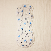 Organic Muslin Burp cloth - Blue Flowers and Leaves