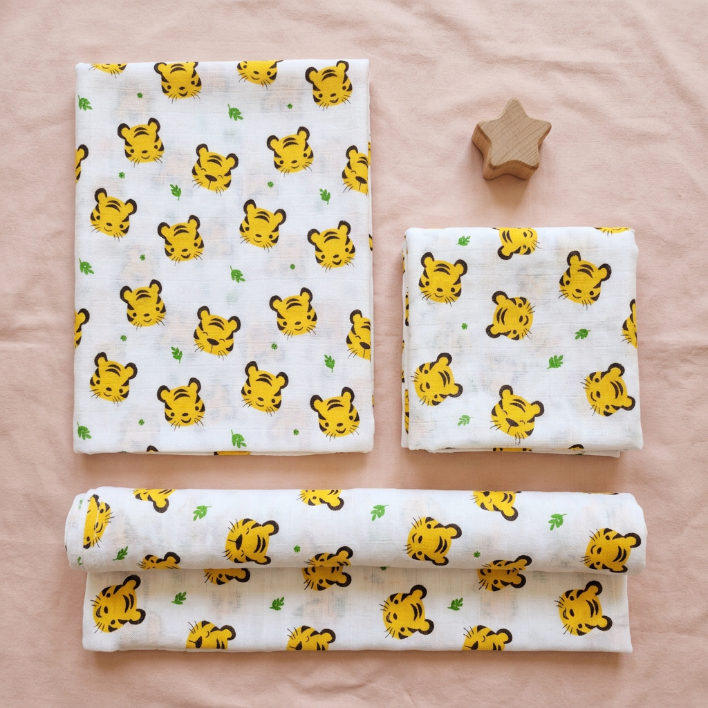 Organic Muslin Cotton Swaddle | Tiger