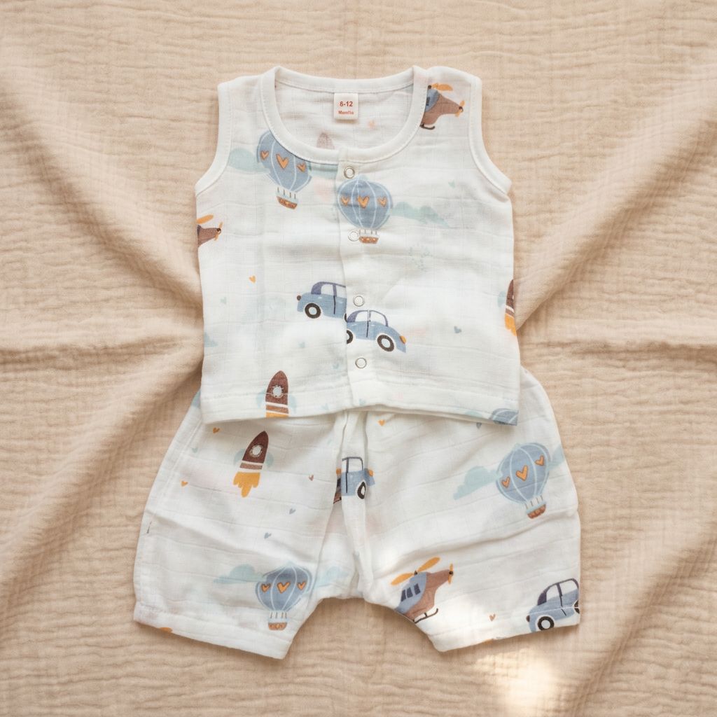 Jabla Co Ord Set - Jabla Shorts - 100% Organic Muslin Cotton - Balloon Parachute