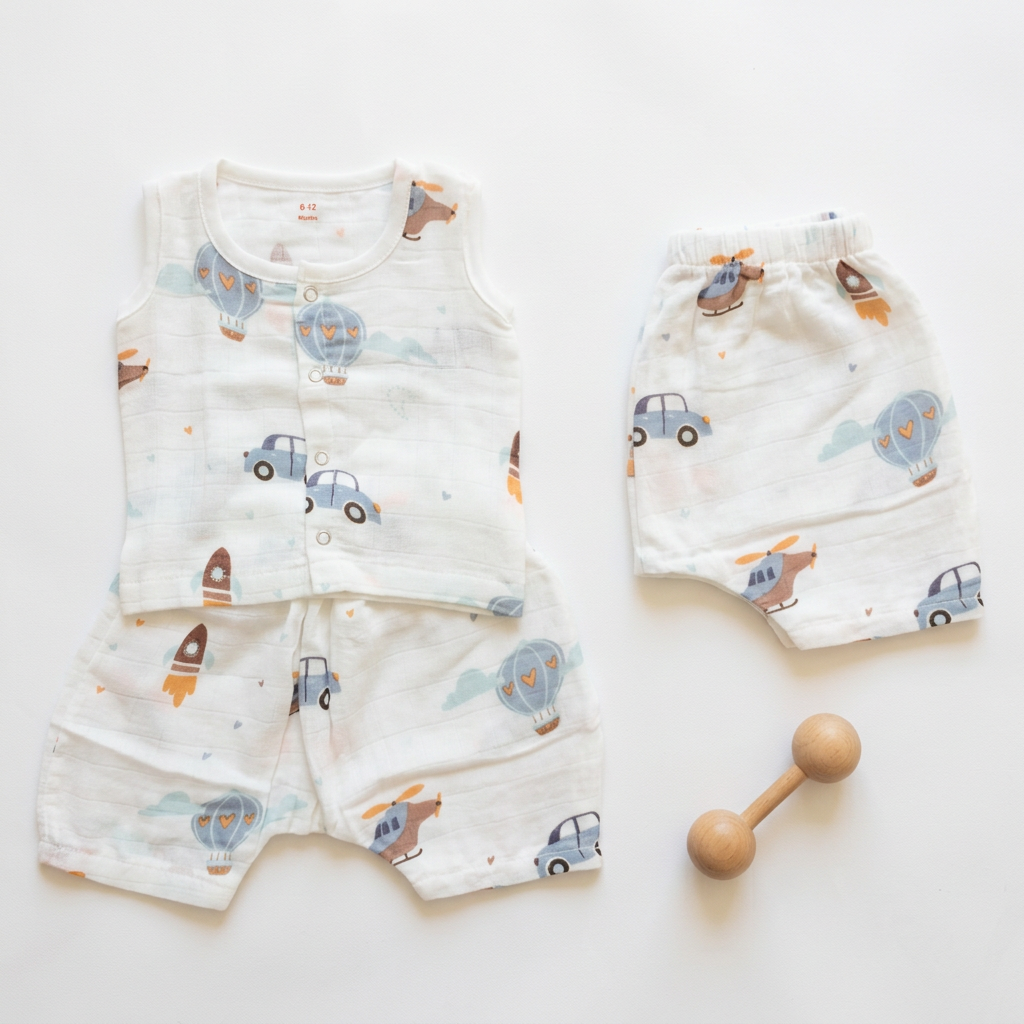 Jabla Co Ord Set - Jabla Shorts - 100% Organic Muslin Cotton - Balloon Parachute