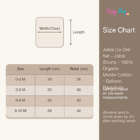 Jabla Co Ord Set - Jabla Shorts - 100% Organic Muslin Cotton - Balloon Parachute