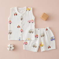 Jabla Co Ord Set - Jabla Shorts - 100% Organic Muslin Cotton - Cars