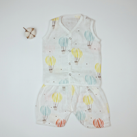Jabla Co Ord Set - Jabla Shorts - 100% Organic Muslin Cotton - Hot Air Balloon