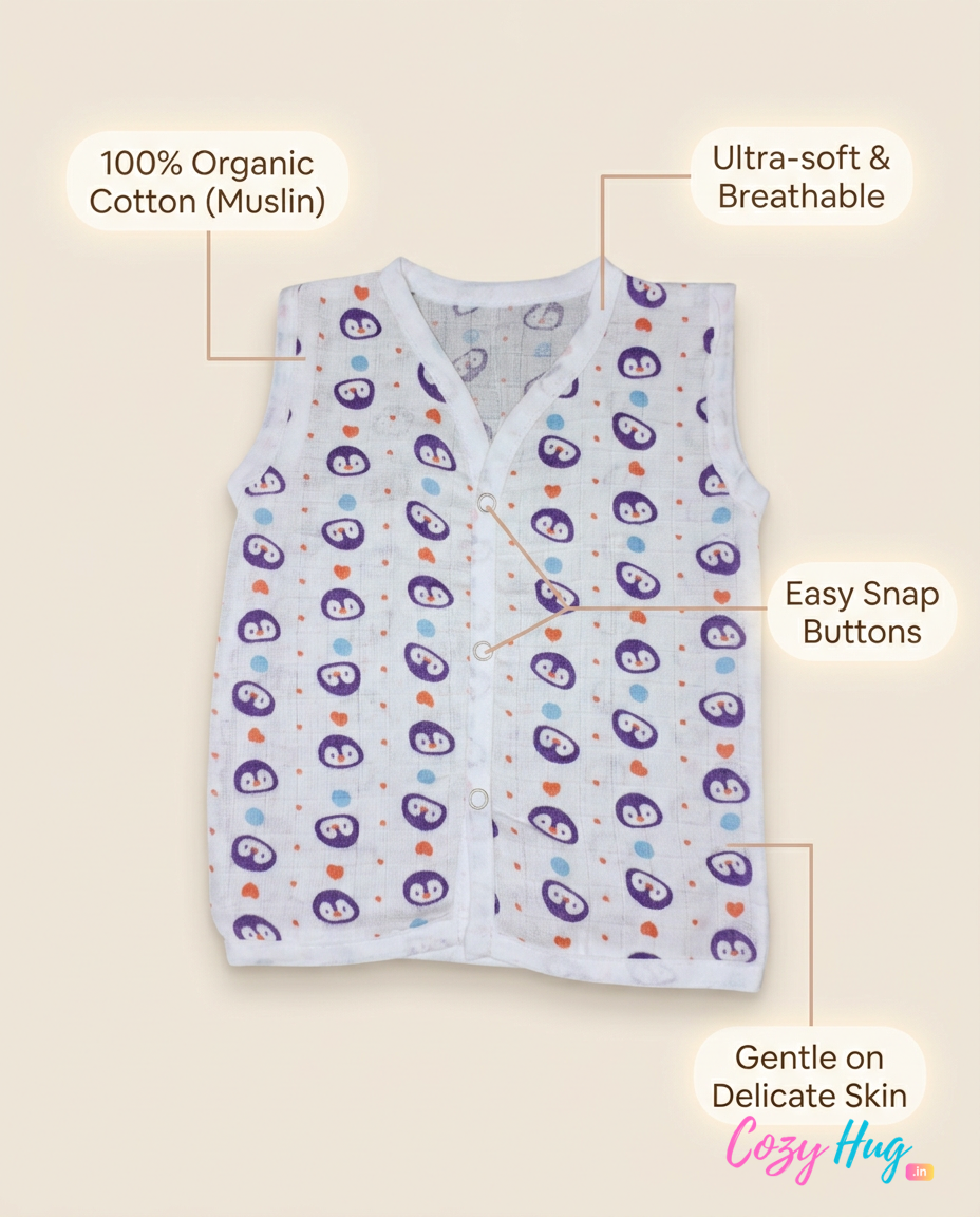 Jabla Sleeveless Button - Organic Cotton Muslin | For Boys & Girls