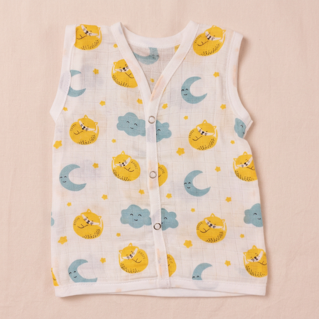 Jabla Sleeveless Button - Organic Cotton Muslin | For Boys & Girls