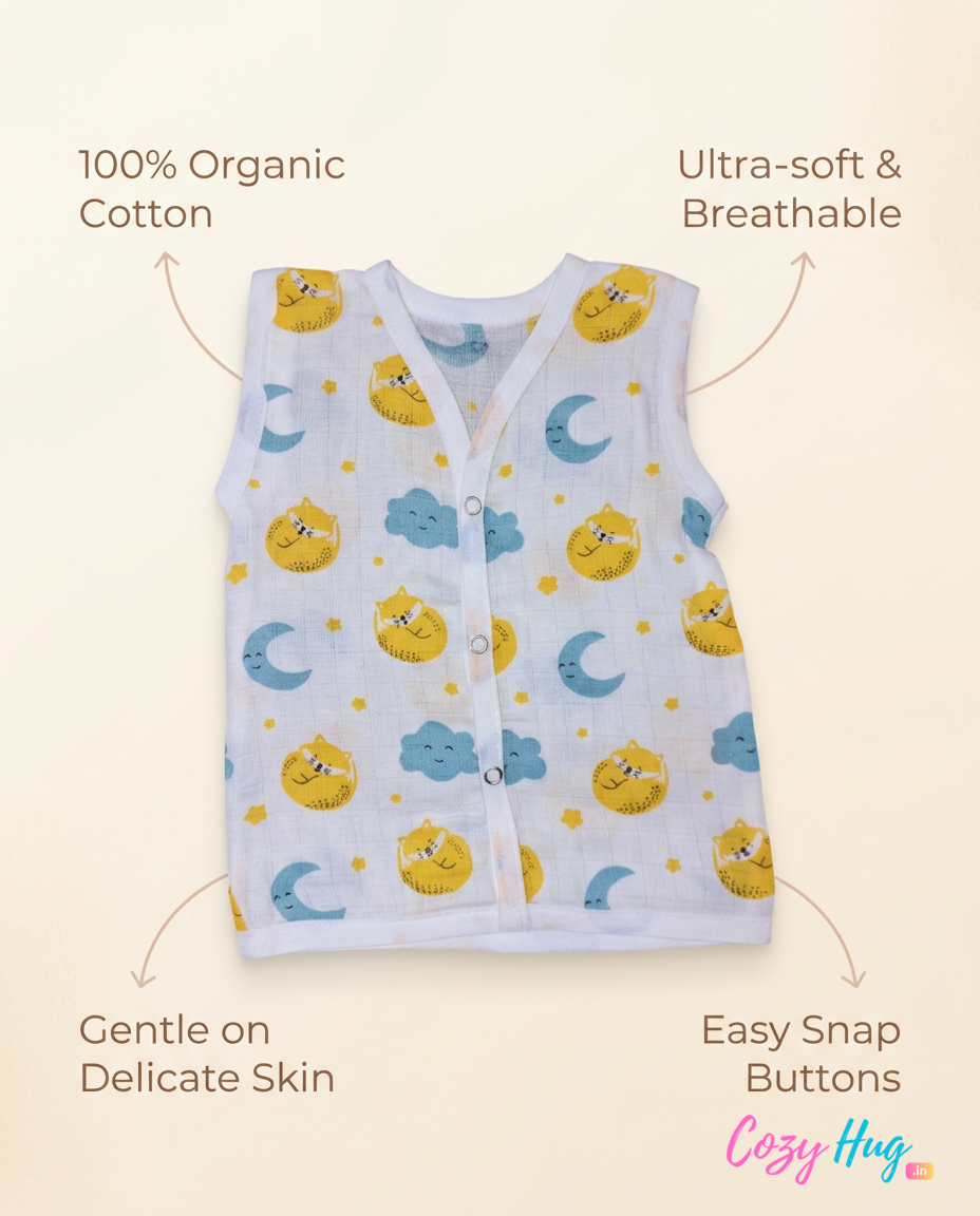 Jabla Sleeveless Button - Organic Cotton Muslin | For Boys & Girls