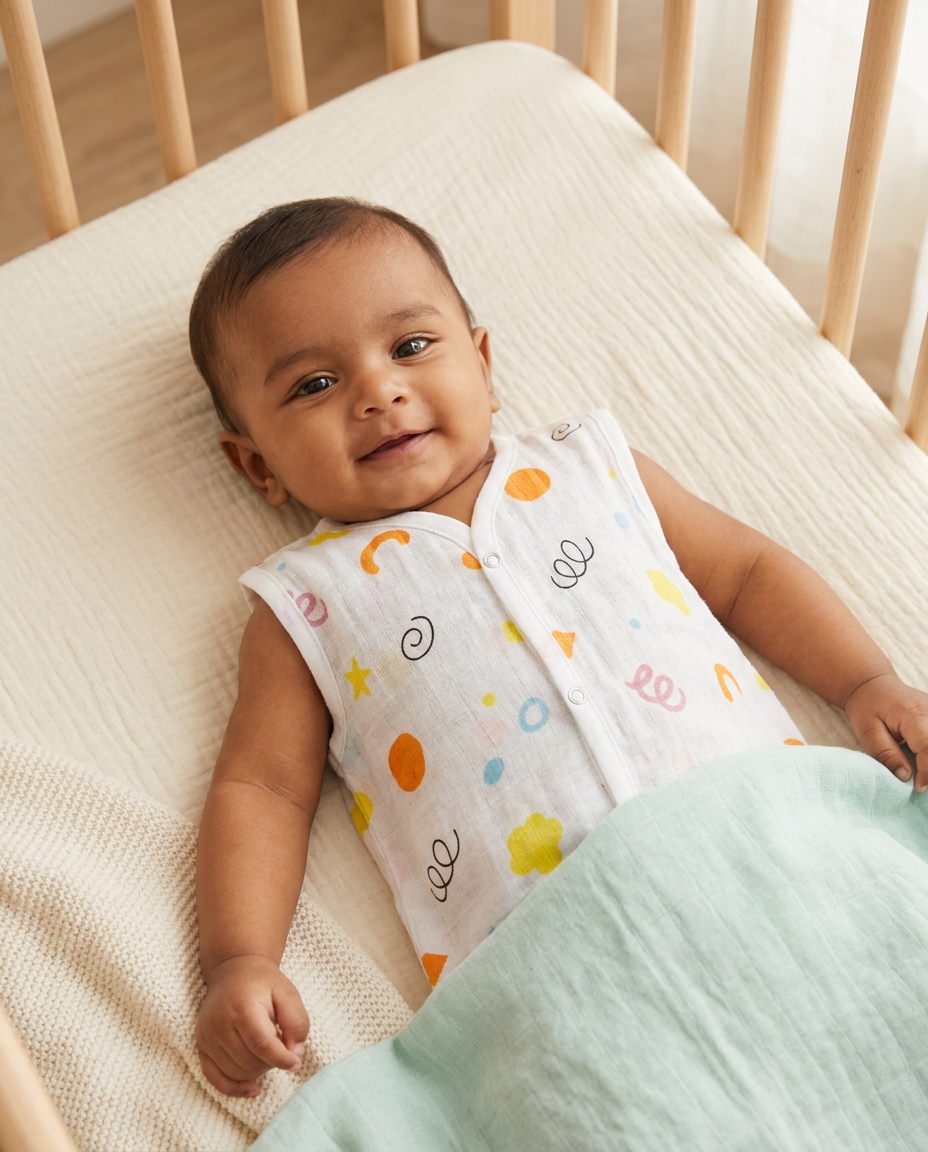 Jabla Sleeveless Button - Organic Cotton Muslin | For Boys & Girls