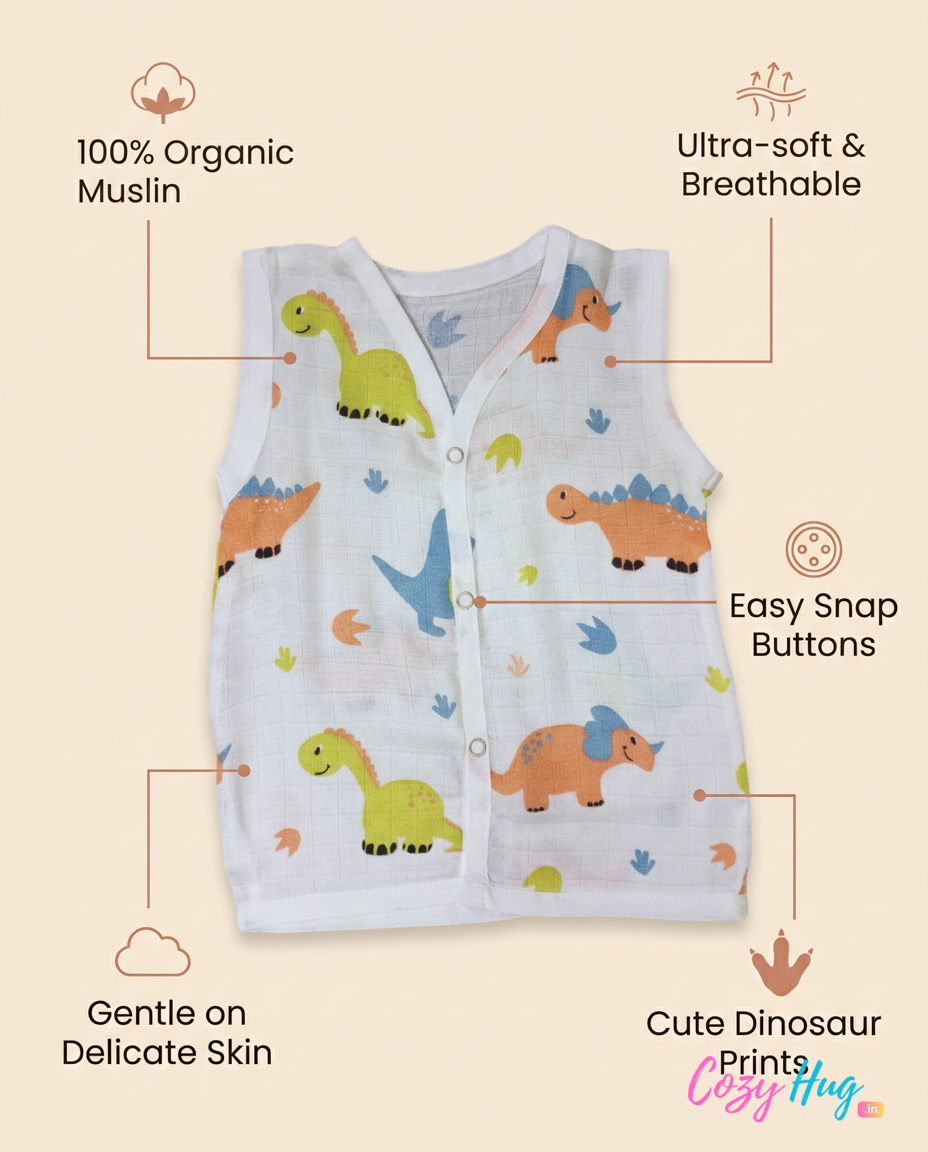 Jabla Sleeveless Button - Organic Cotton Muslin | For Boys & Girls