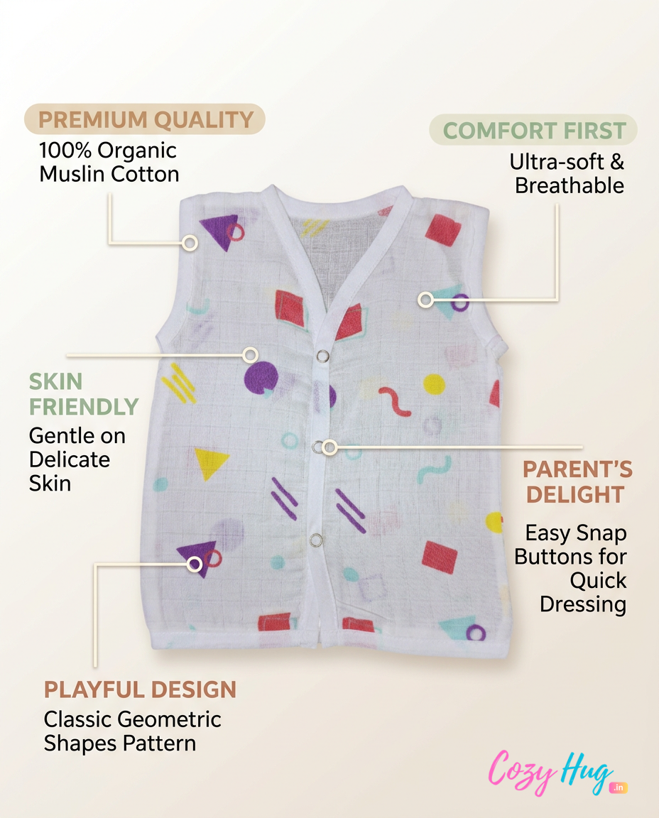 Jabla Sleeveless Button - Organic Cotton Muslin | For Boys & Girls