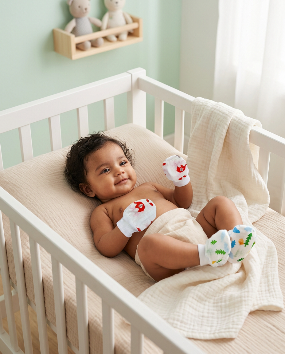 Muslin Mittens and booties | New Born | Combo of 2 pairs