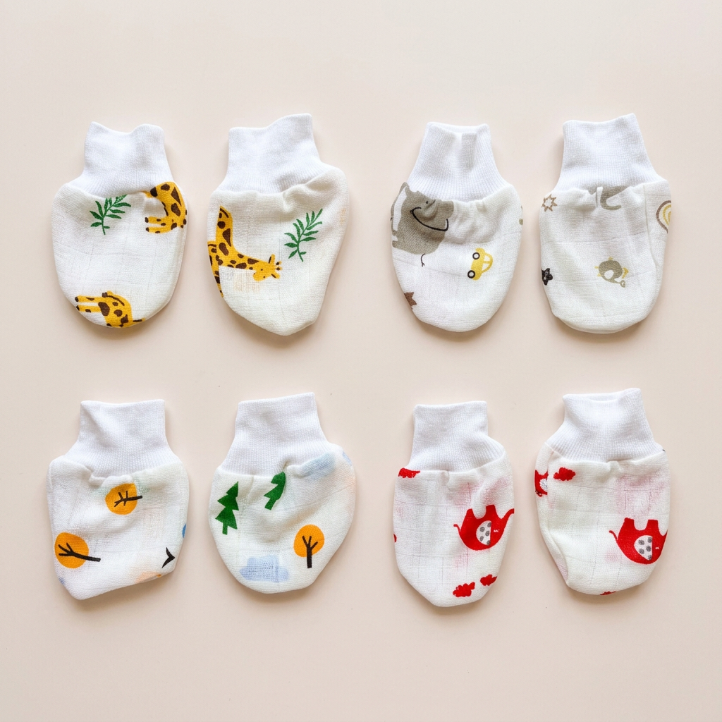 Muslin Mittens and booties | New Born | Combo of 4 pairs