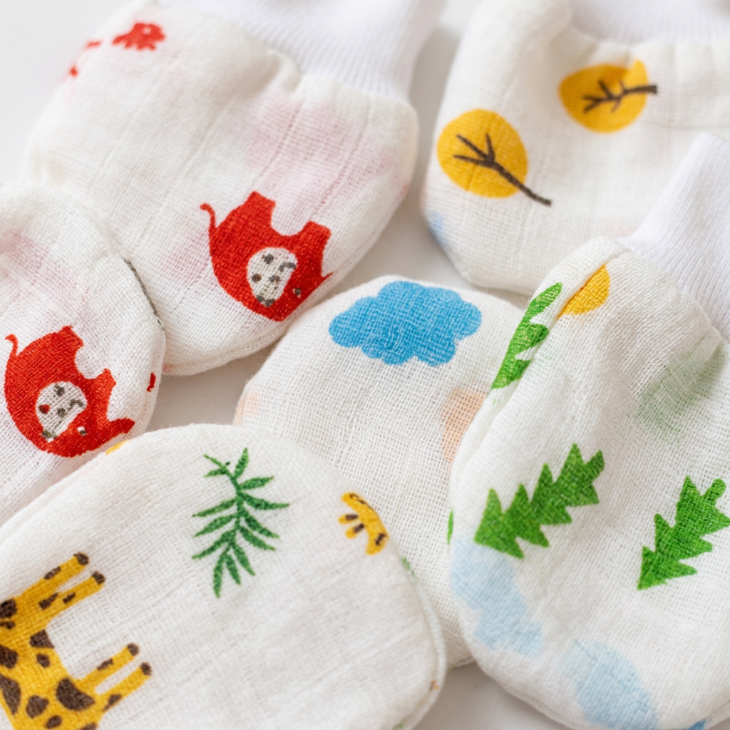 Muslin Mittens and booties | New Born | Combo of 4 pairs