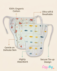 Muslin Nappy- 100% Organic Cotton - Assorted (Pack Of 2)