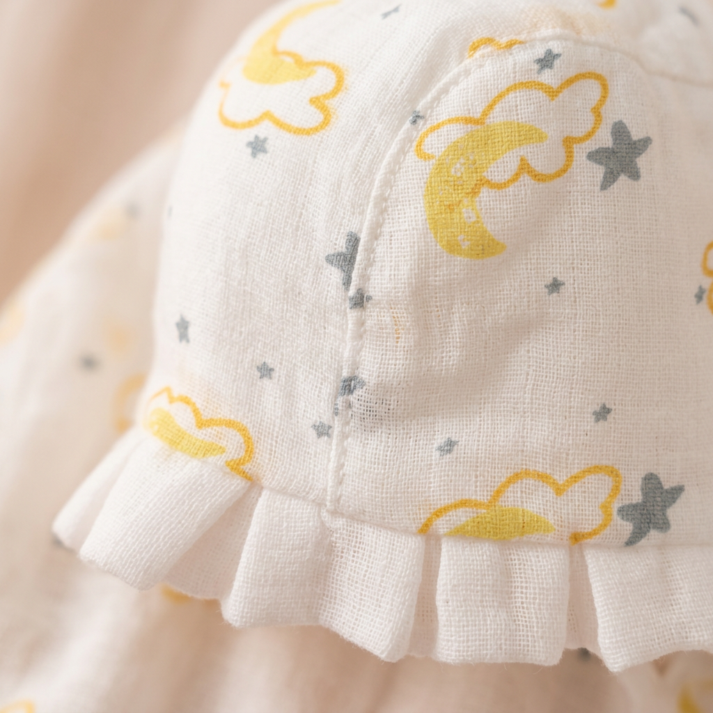 Muslin Newborn Bonnet Hats - 100% Organic Cotton - Cloud Moon