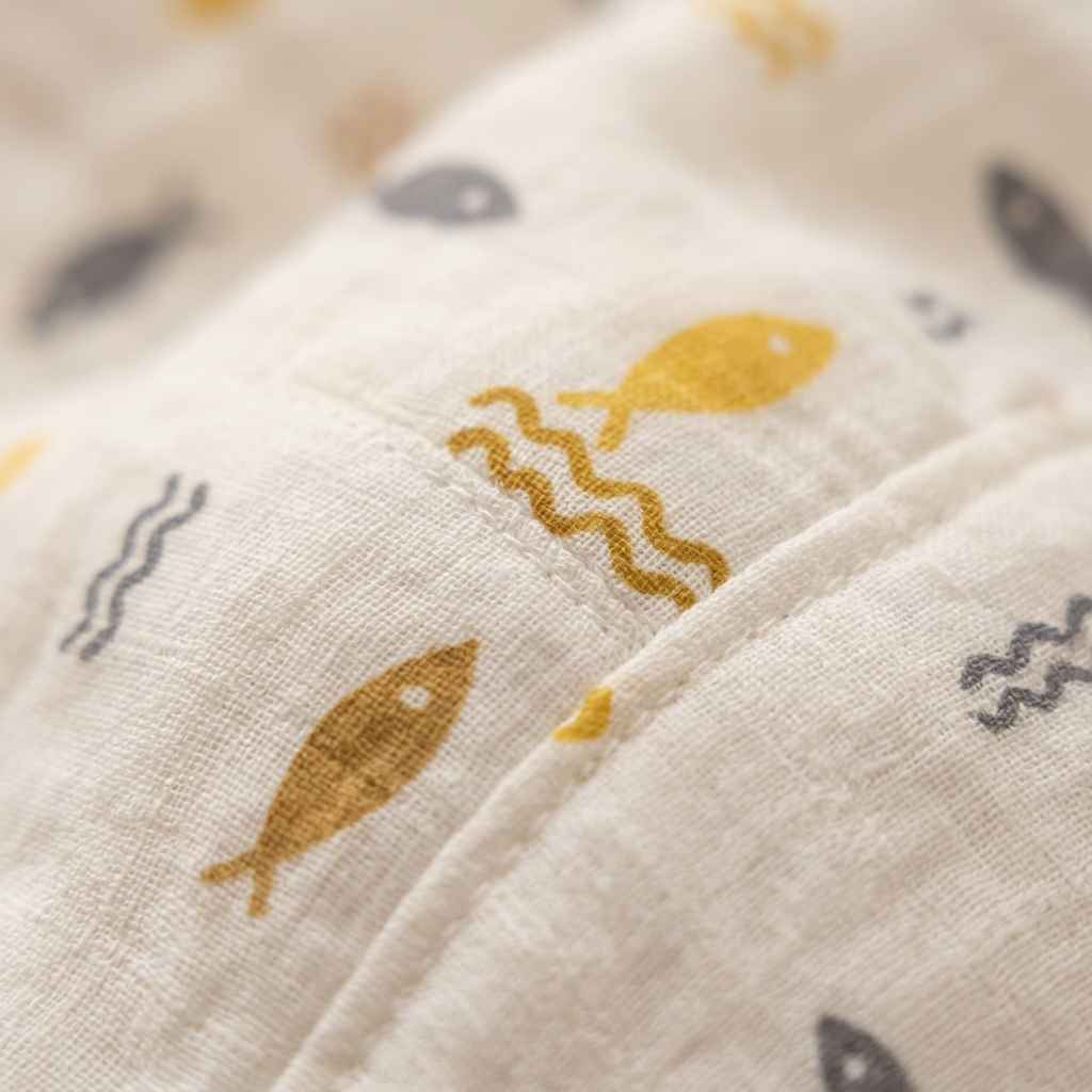 Muslin Newborn Bonnet Hats - 100% Organic Cotton - Fish