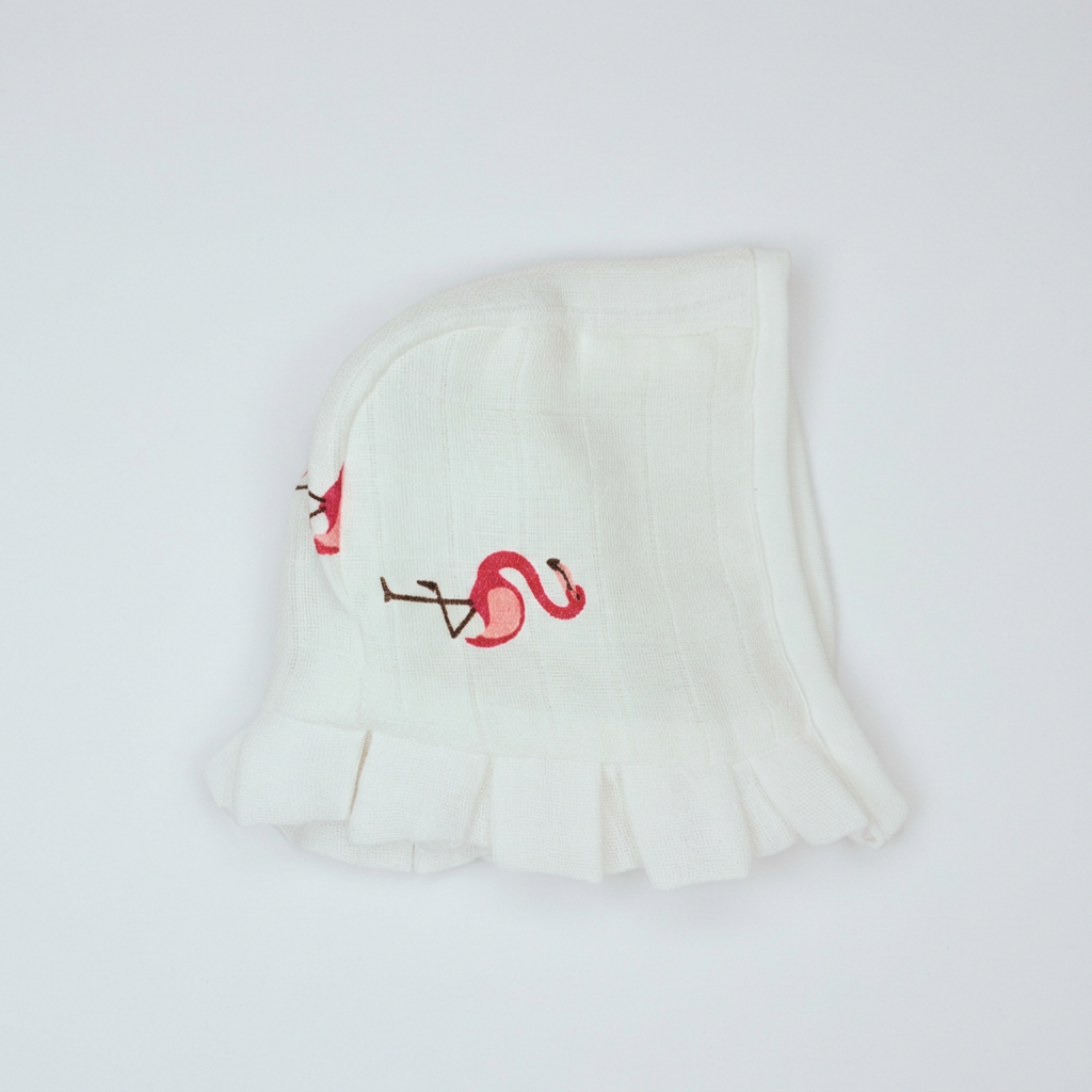 Muslin Newborn Bonnet Hats - 100% Organic Cotton - Flamingo