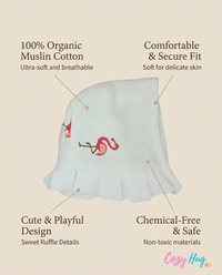 Muslin Newborn Bonnet Hats - 100% Organic Cotton - Flamingo