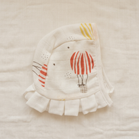 Muslin Newborn Bonnet Hats - 100% Organic Cotton - Hot Air Balloon