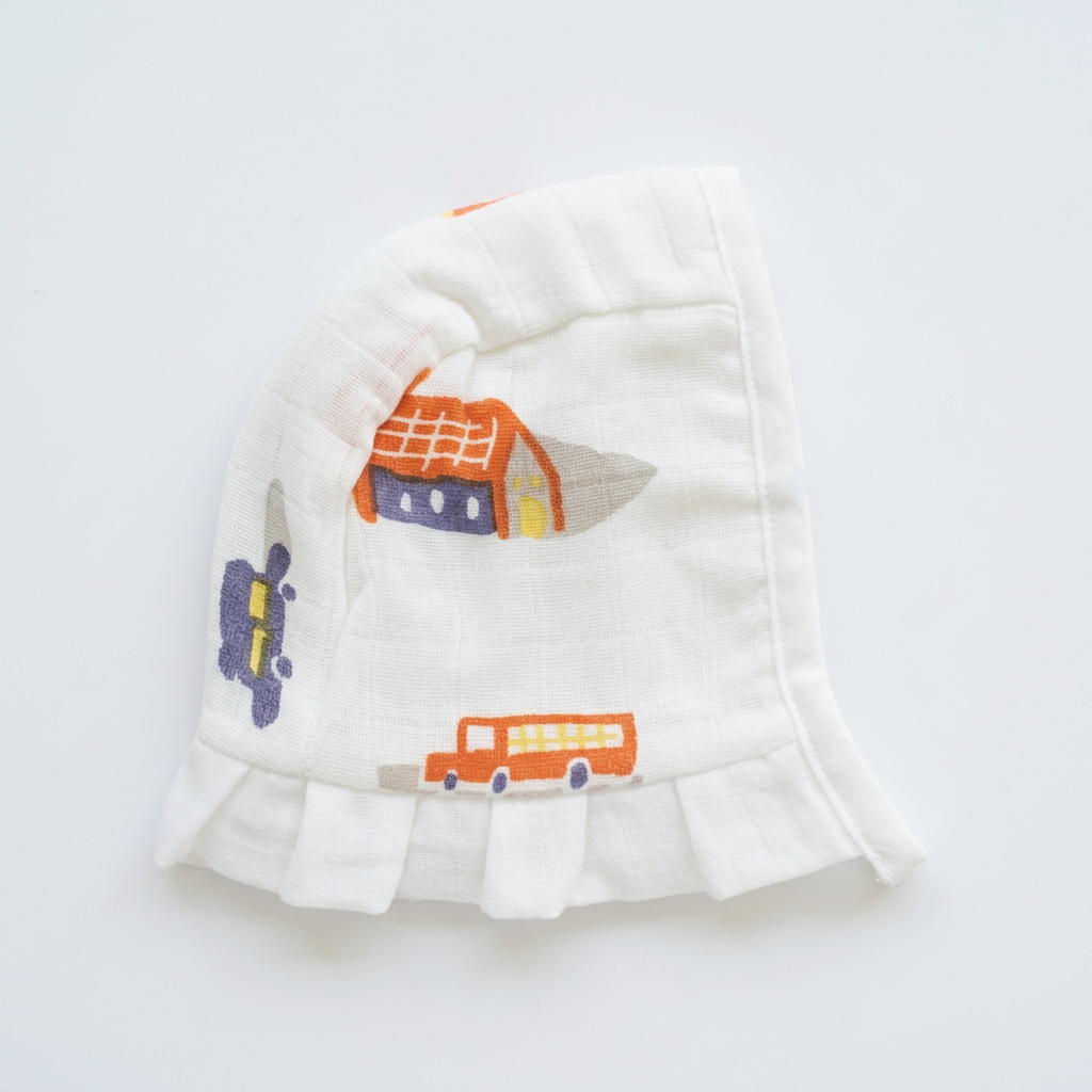 Muslin Newborn Bonnet Hats - 100% Organic Cotton - House and Bus