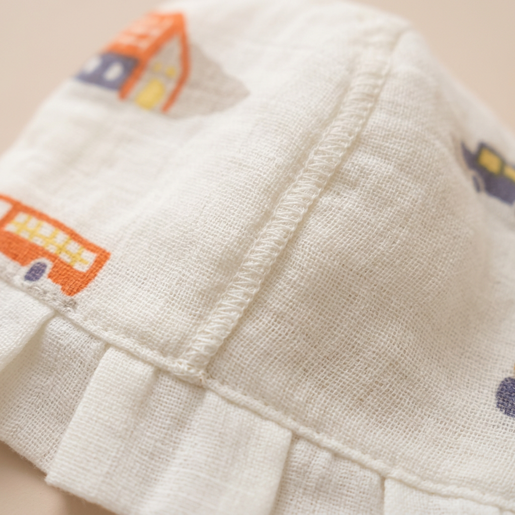 Muslin Newborn Bonnet Hats - 100% Organic Cotton - House and Bus
