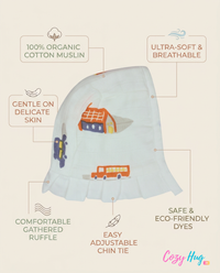 Muslin Newborn Bonnet Hats - 100% Organic Cotton - House and Bus