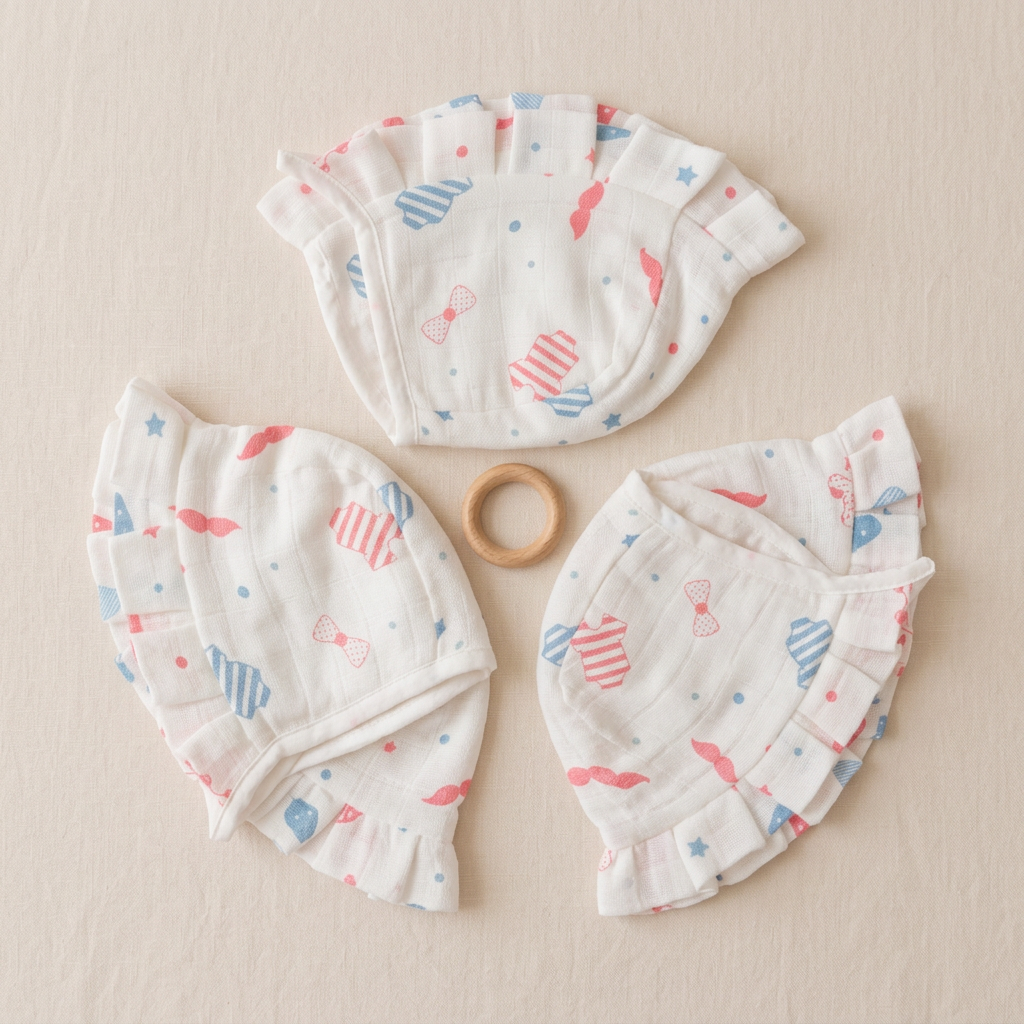 Muslin Newborn Bonnet Hats - 100% Organic Cotton - Newborn