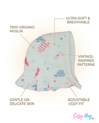 Muslin Newborn Bonnet Hats - 100% Organic Cotton - Newborn