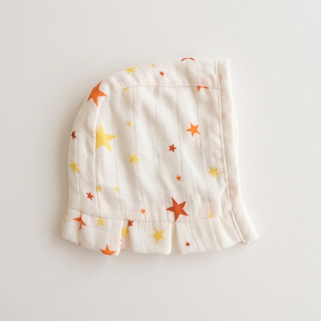 Muslin Newborn Bonnet Hats - 100% Organic Cotton - Stars