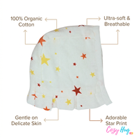 Muslin Newborn Bonnet Hats - 100% Organic Cotton - Stars
