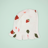 Muslin Newborn Bonnet Hats - 100% Organic Cotton - Strawberry