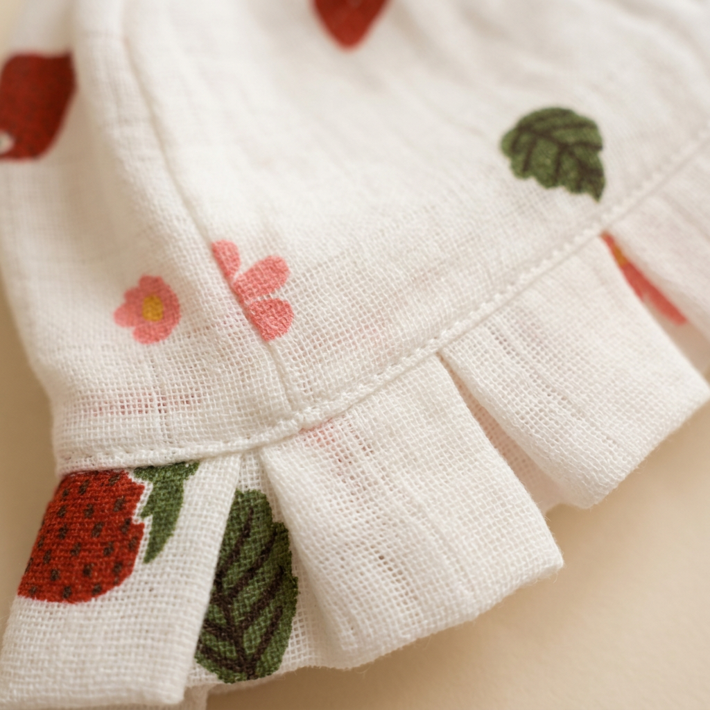 Muslin Newborn Bonnet Hats - 100% Organic Cotton - Strawberry