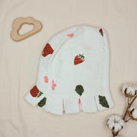 Muslin Newborn Bonnet Hats - 100% Organic Cotton - Strawberry