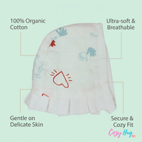 Muslin Newborn Bonnet Hats - 100% Organic Cotton - Welcome Baby