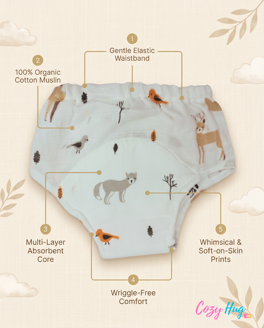 Organic Cotton Baby Padded Bottom Wear - Deer